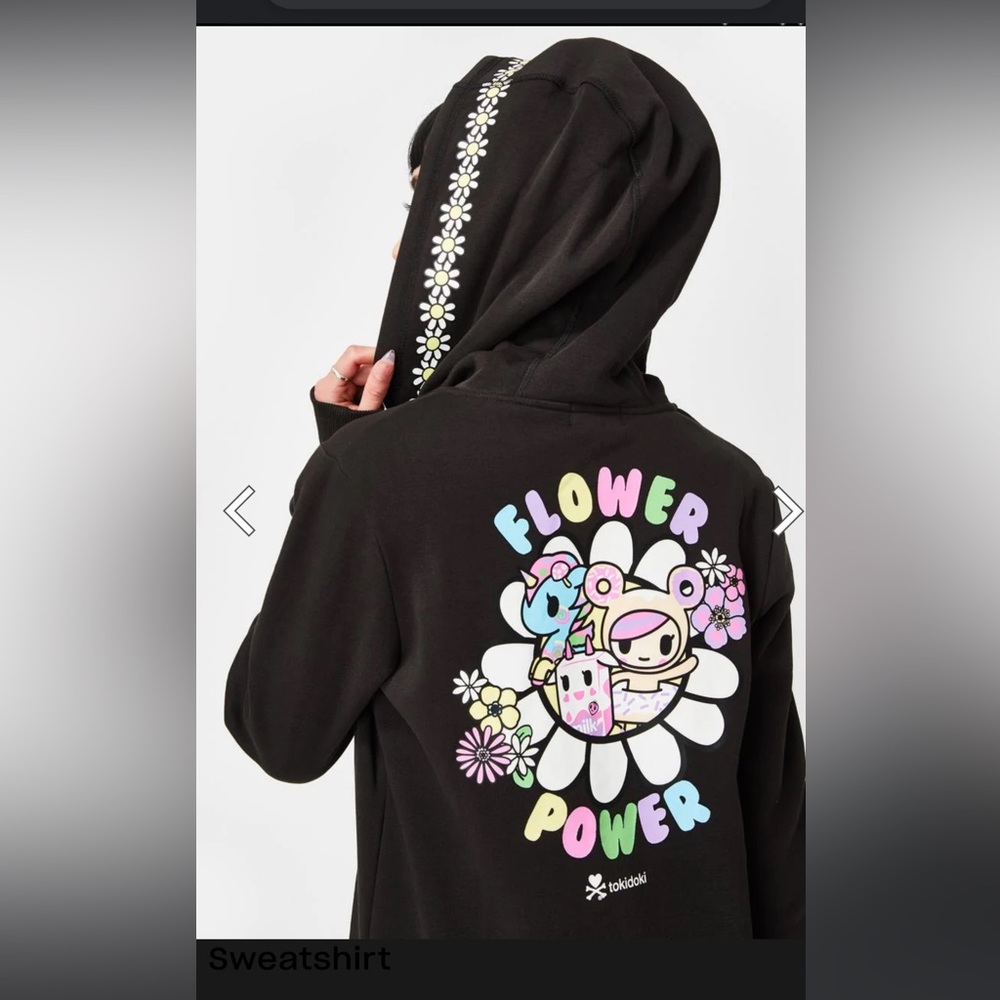 Tokidoki x DollsKill Flower power unicorno zipup hoodie sweater Y2k kawaii goth